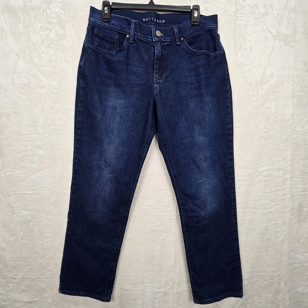 Mott & Bow Women's Boyfriend Jeans Dark Wash Stretch Denim Size 30 X 28 Mid Rise
